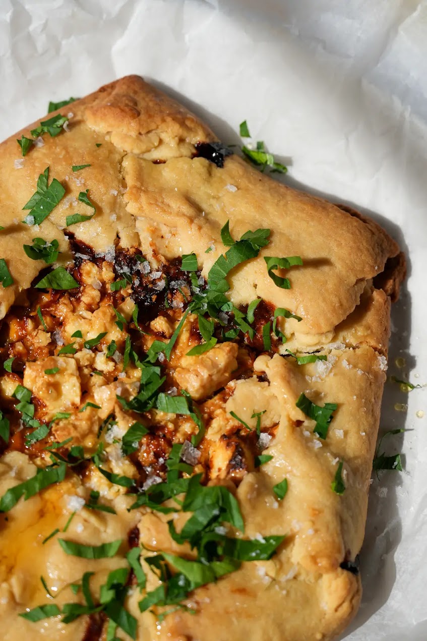 Caramelised Onion & Hot Honey Galette with Ghee Shortcrust Pastry