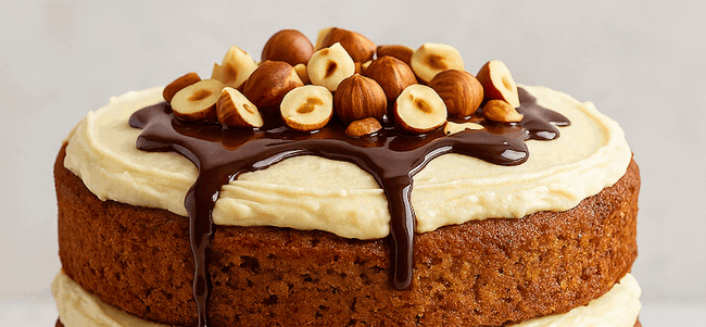 Image of Delicious Layered Chocolate Hazelnut Cake Recipe with Whitakers Chocolate Drizzle