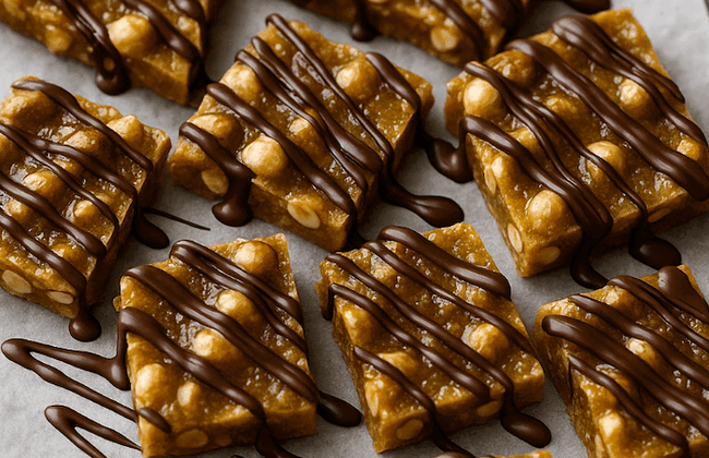 Image of Crunchy and Scrummy Hazelnut Brittle Recipe with Milk Chocolate Topping
