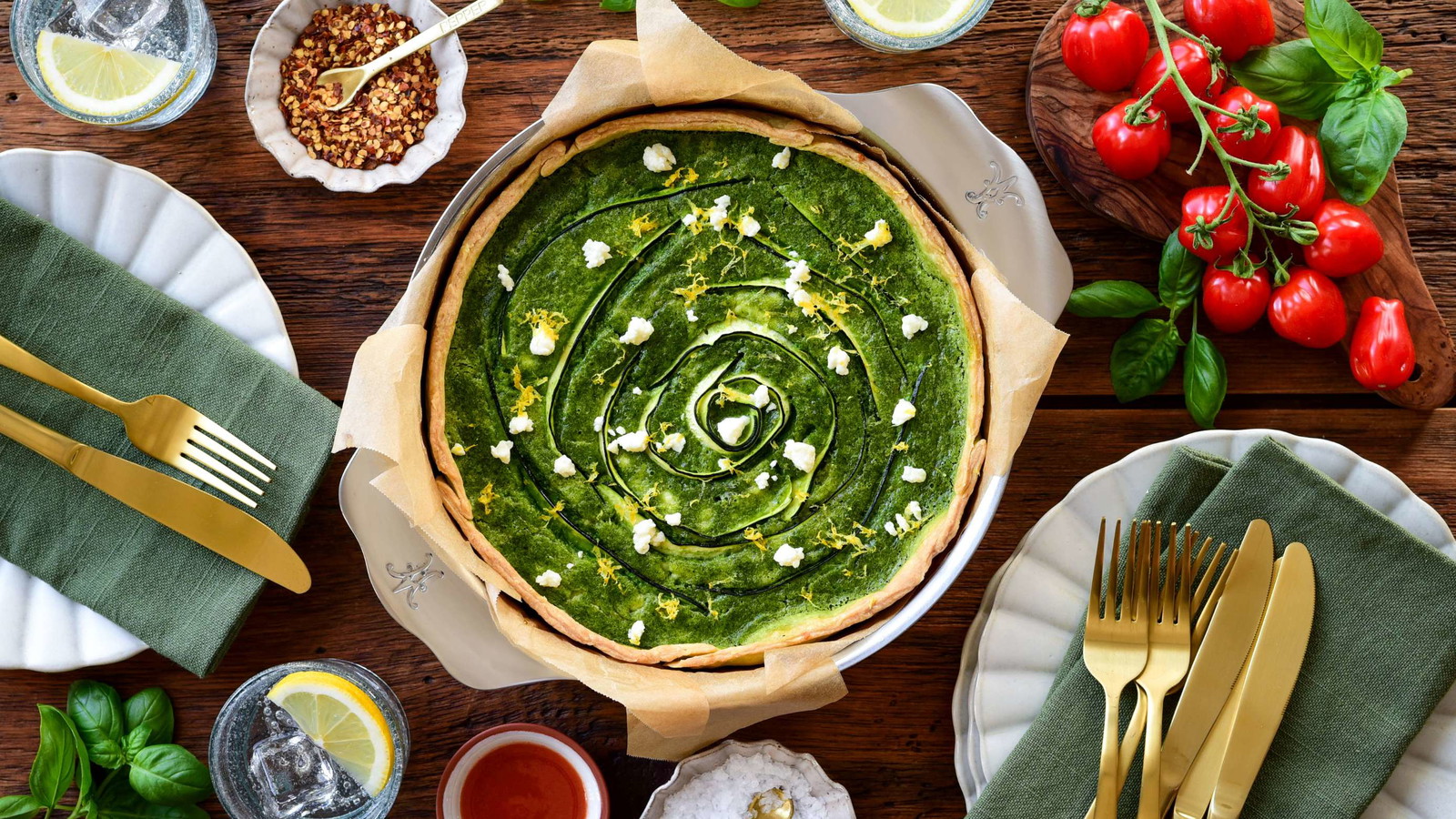 Image of Green Goddess Quiche with Zucchini & Feta