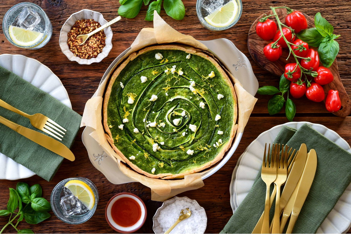 Green Goddess Quiche with Zucchini & Feta