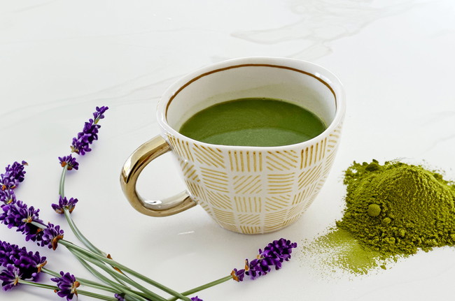 Image of Lavender Collagen Matcha Latte Recipe (Hot or Iced)
