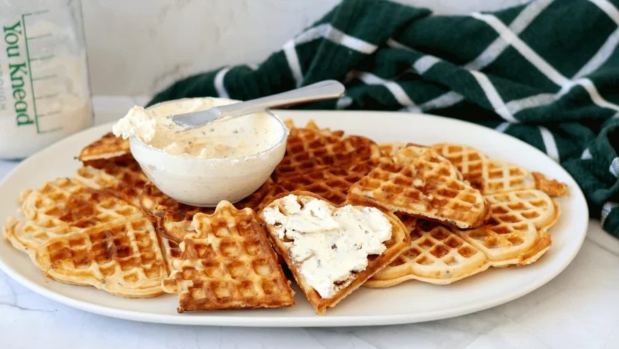 Image of Sourdough Cheddar and Chive Waffles