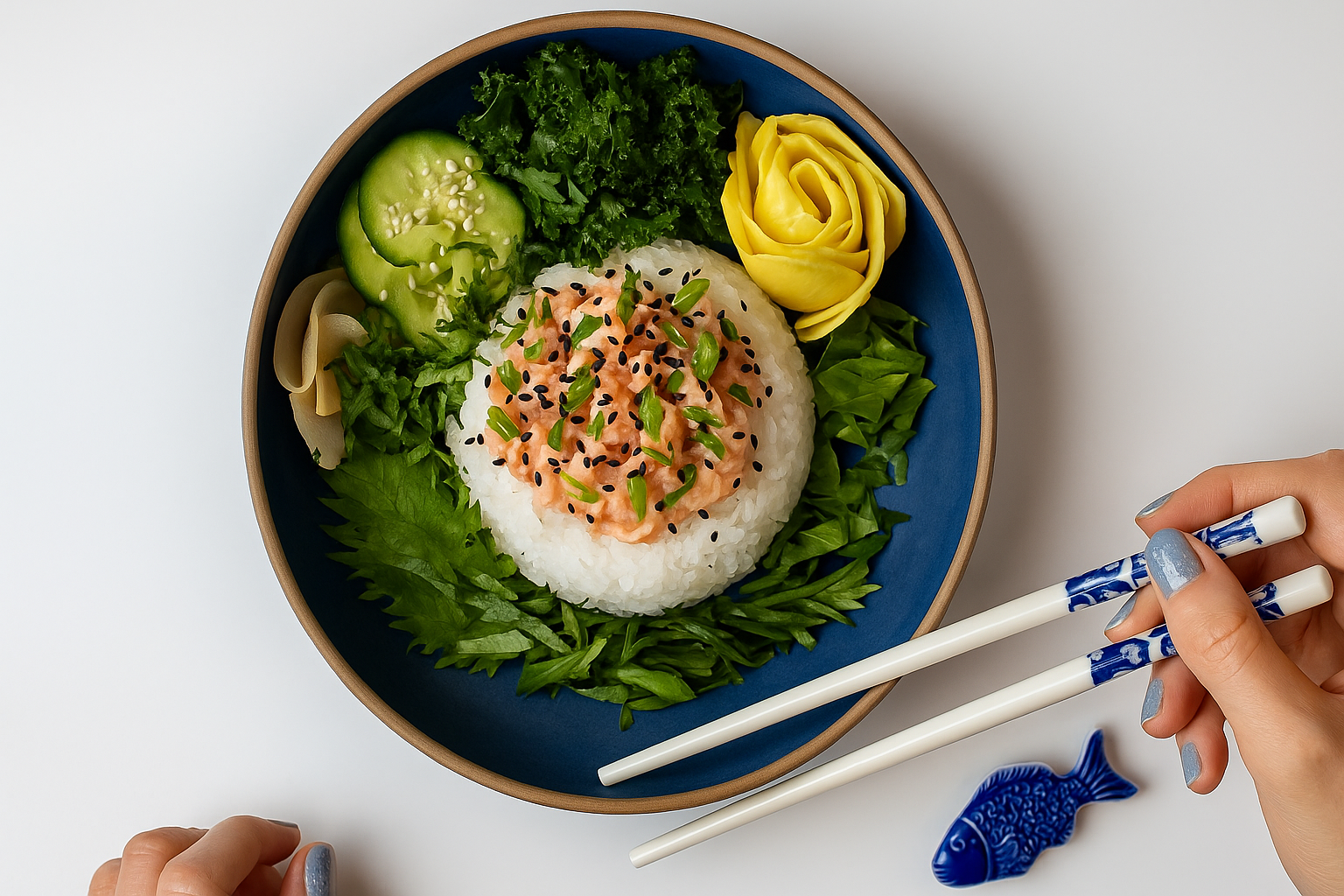 Image of Spicy Salmon Poke Bowl with Shiso & Kale