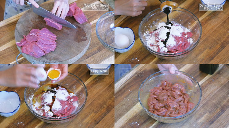 Image of Cut the beef across the muscle grains into ⅛-inch thick...