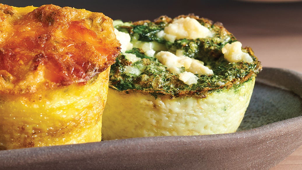 Image de Bouchées d’œufs aux épinards à l’ail et au feta