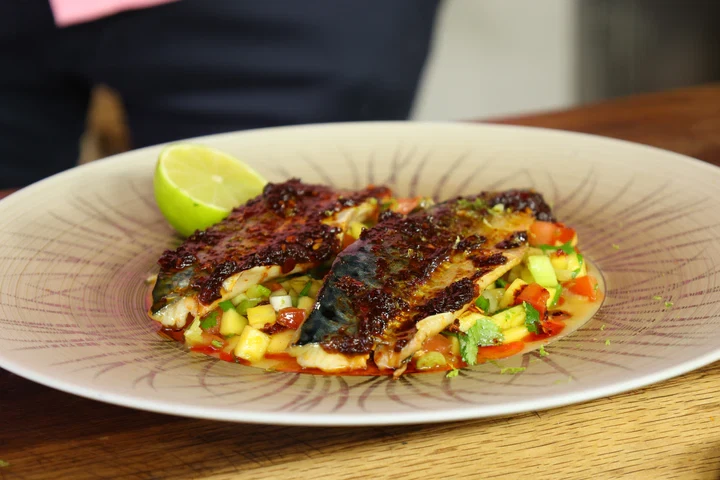 James Martin's BBQ Mackerel with Filipino Salad