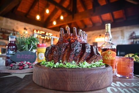 Image of Meat Church - Matt Pittman's Stuffed Pork Crown Roast Glazed with Big Wick's Holiday Cranberry