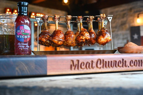 Image of Meat Church - Matt Pittman's Cowboy Lollipops with Big Wick's Rio Grande Prickly Pear Glaze