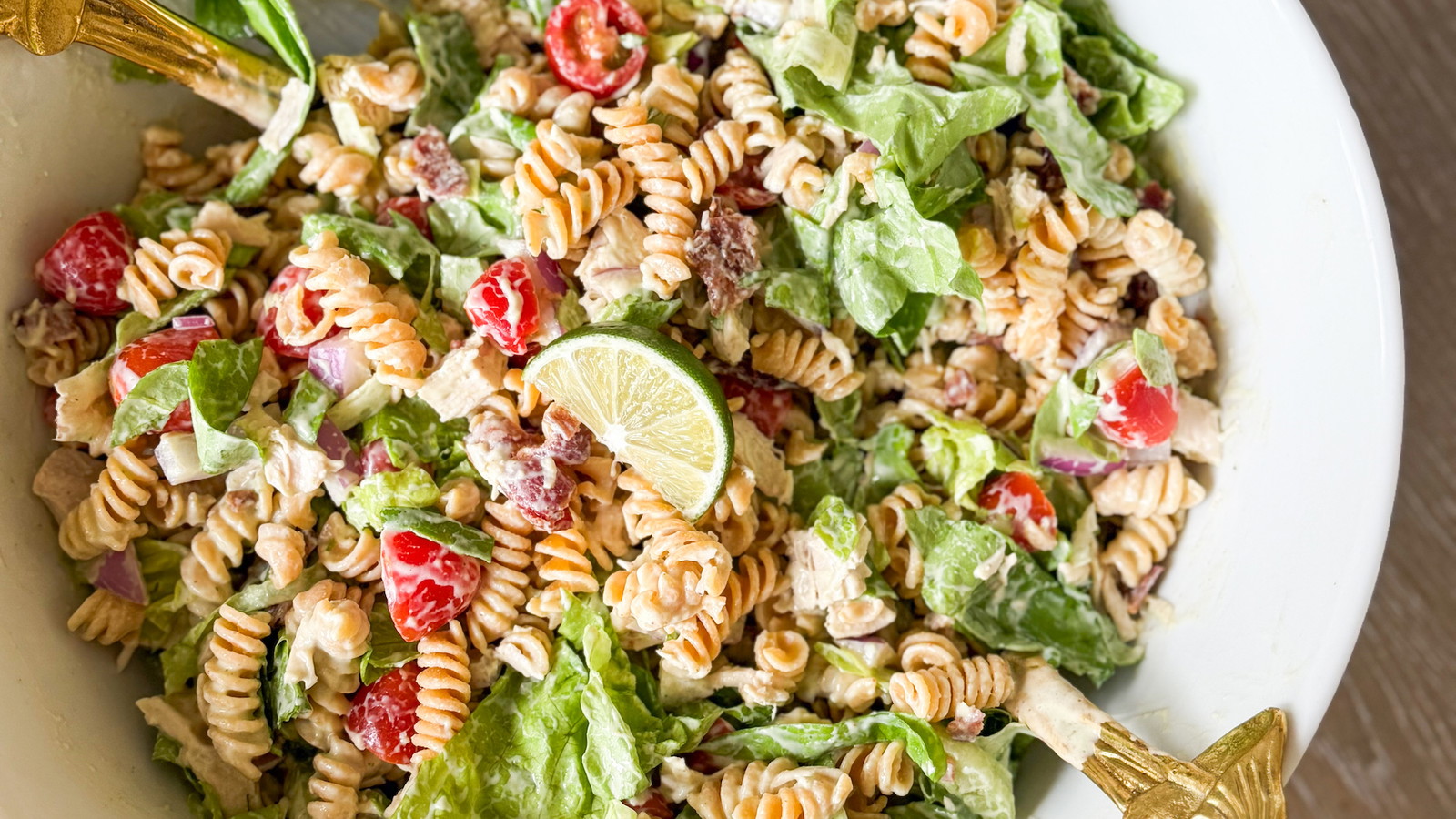 BLT Protein Pasta Salad with Avocado Lime Ranch