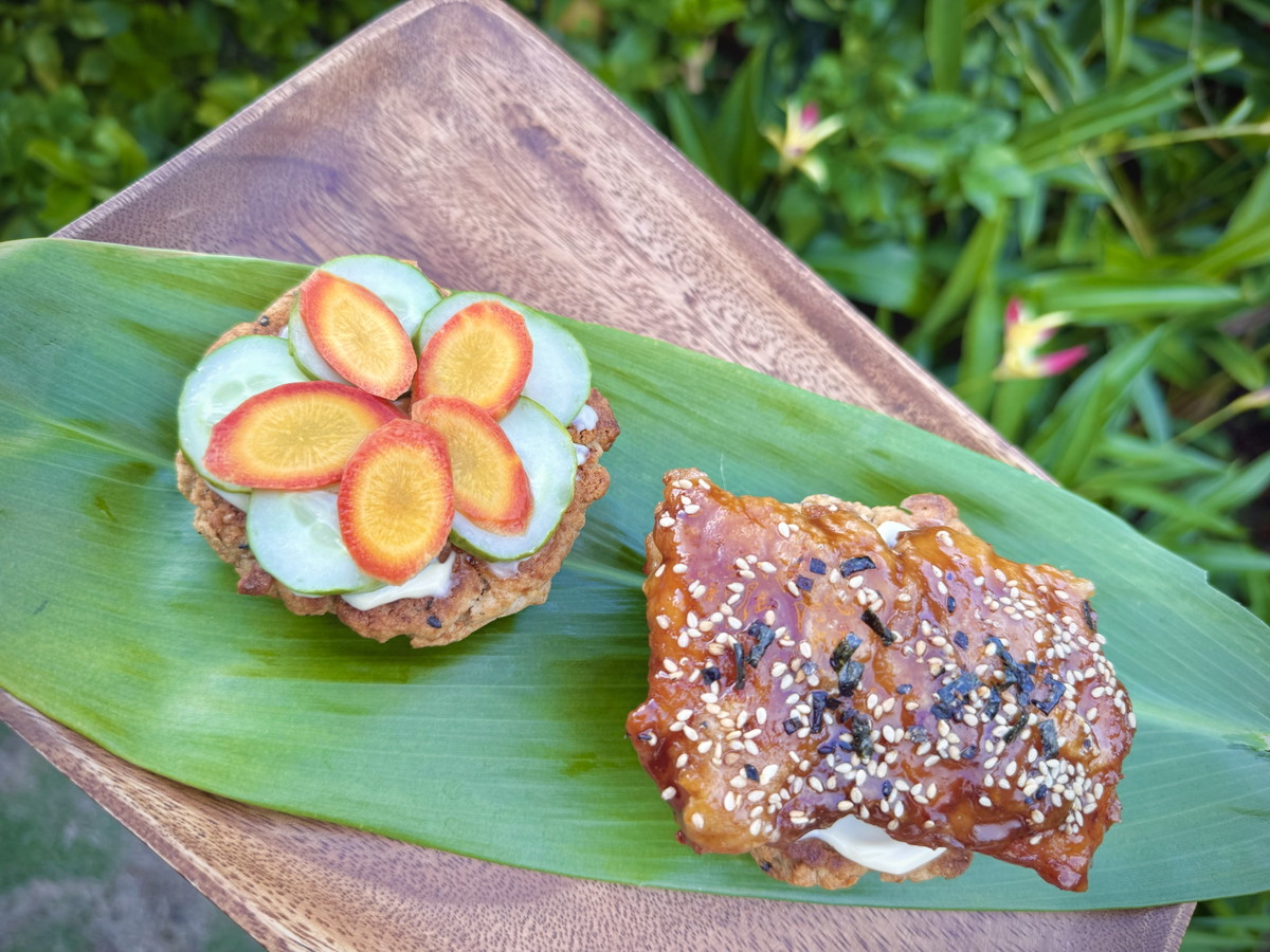 ʻUlu Furikake Biscuit with Miso Teriyaki Fried Chicken