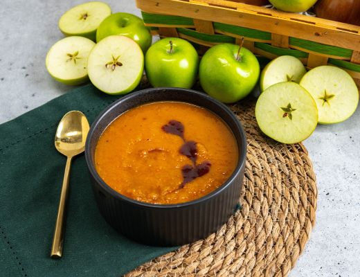 Image of Roasted Butternut Squash & Apple Soup with Kickin' Strawberry Sauce