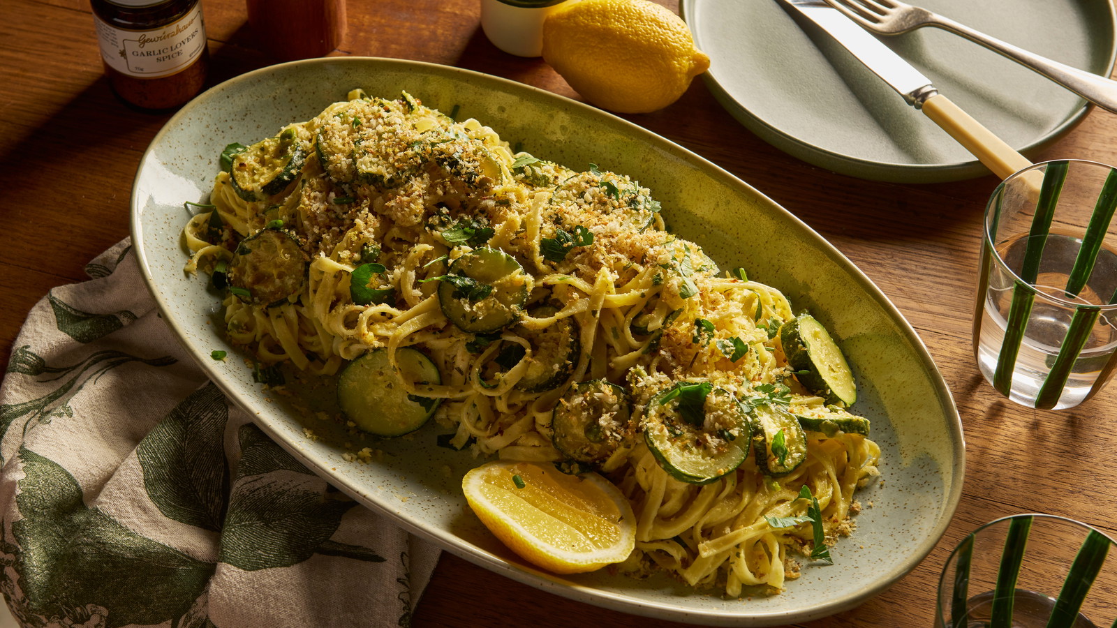 Image of Creamy Zucchini Linguine with Pangrattato