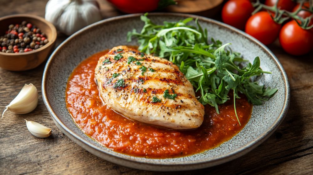 Hähnchen mit Chili-Paprikapüree: pikant &amp; schmackhaft &amp; Ankerkraut