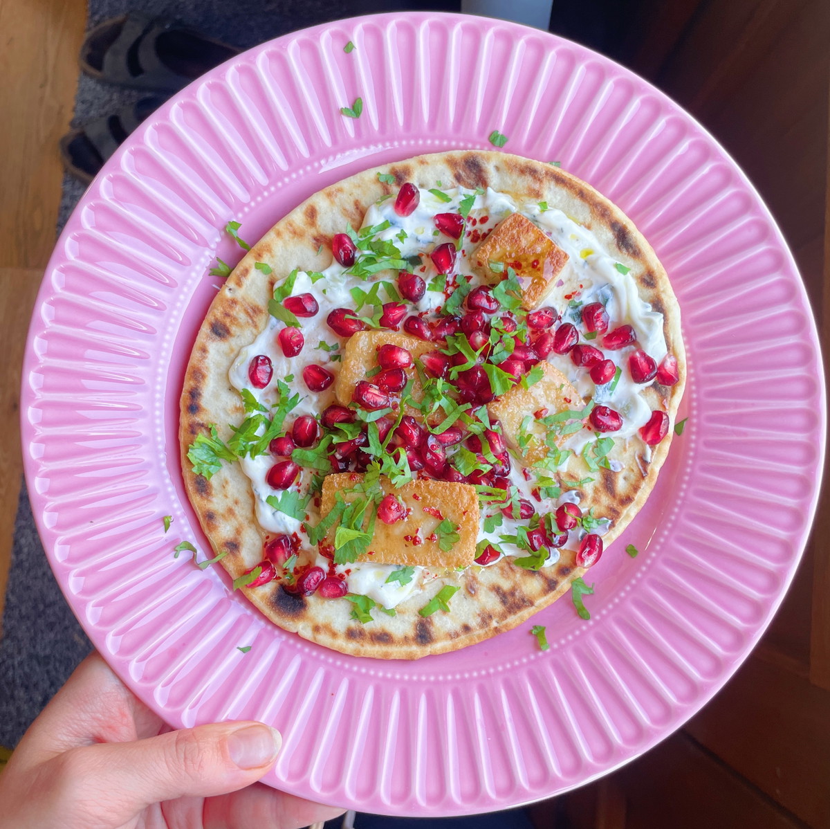 Mozzalloumi Flatbread with Hot "Honey" 