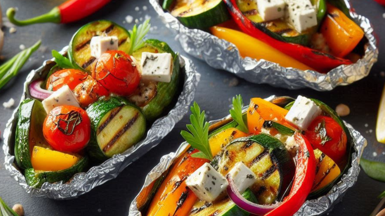 Image of Bunte Gemüseschiffchen für den Grill