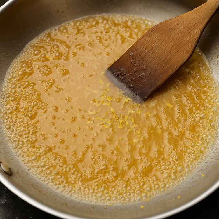 Image of Deglaze the pan with the wine, scraping up any browned bits stuck to the bottom of the pan, and add the lemon and lime juice.
