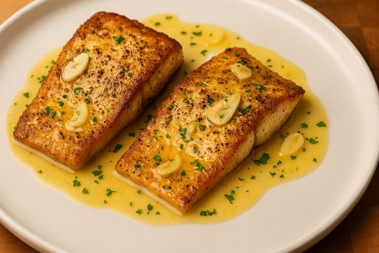 Image of Whisk in the remaining tablespoon of butter to give the sauce a creamy texture. Remove from heat, add the cilantro, and drizzle over the fish.