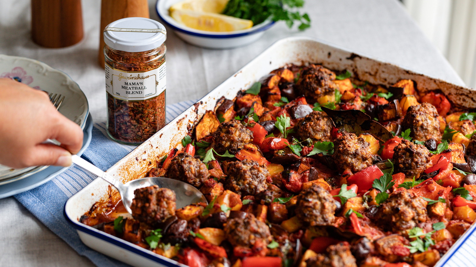 Image of Spanish Meatball (Albondigas) Tray Bake