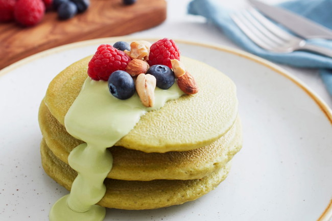 Image of Matcha Pancakes with Matcha Milk Sauce