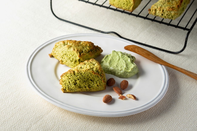 Image of Matcha Almond Milk Scones with Tofu Matcha Milk Cream