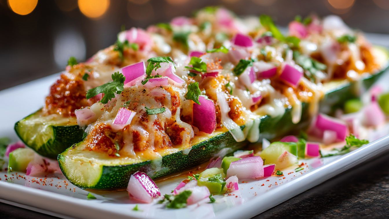 Image of Chili-Stuffed Zucchini Boats