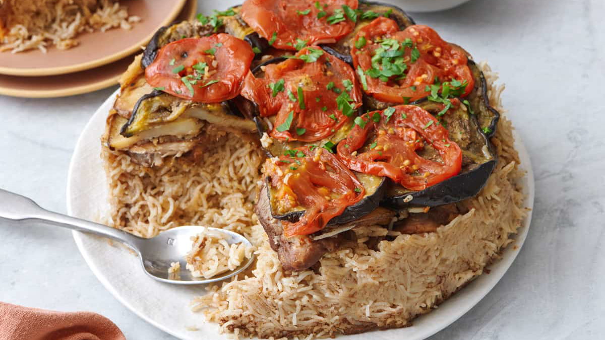 Image of Maqluba: Upside Down Rice with Chicken and Veggies