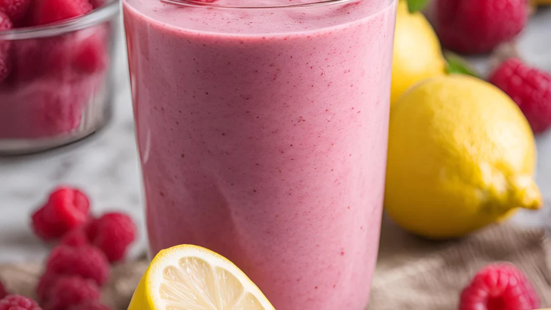 image of lemon and raspberry smoothie