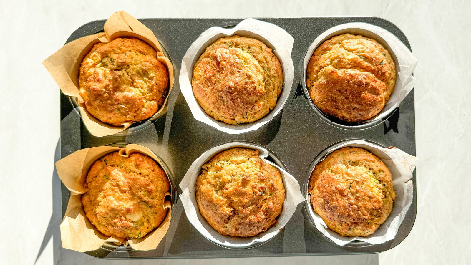Image of Cheesy Savoury Zucchini Muffins
