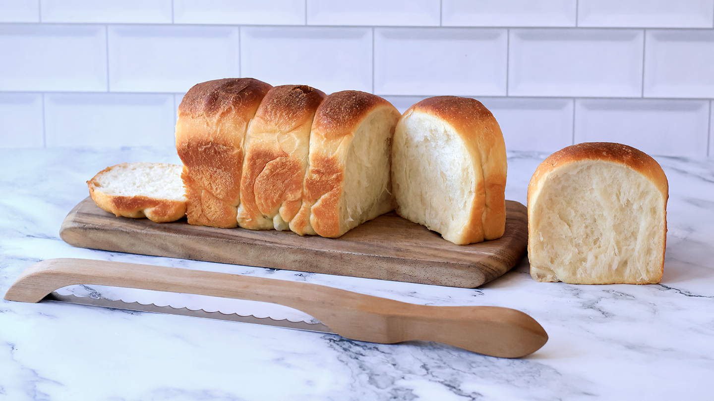 Soft and fluffy Japanese milk bread freshly baked