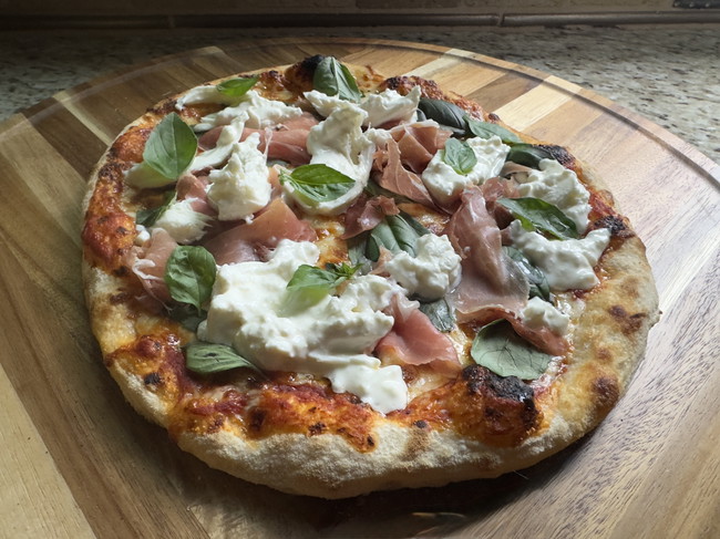 Proscuitto Burrata Basil Pizza
