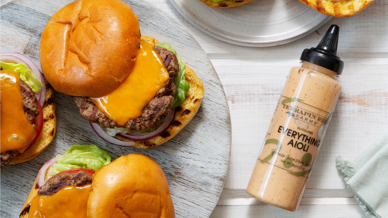 Image of Burgers Featuring Everything Aioli Squeeze