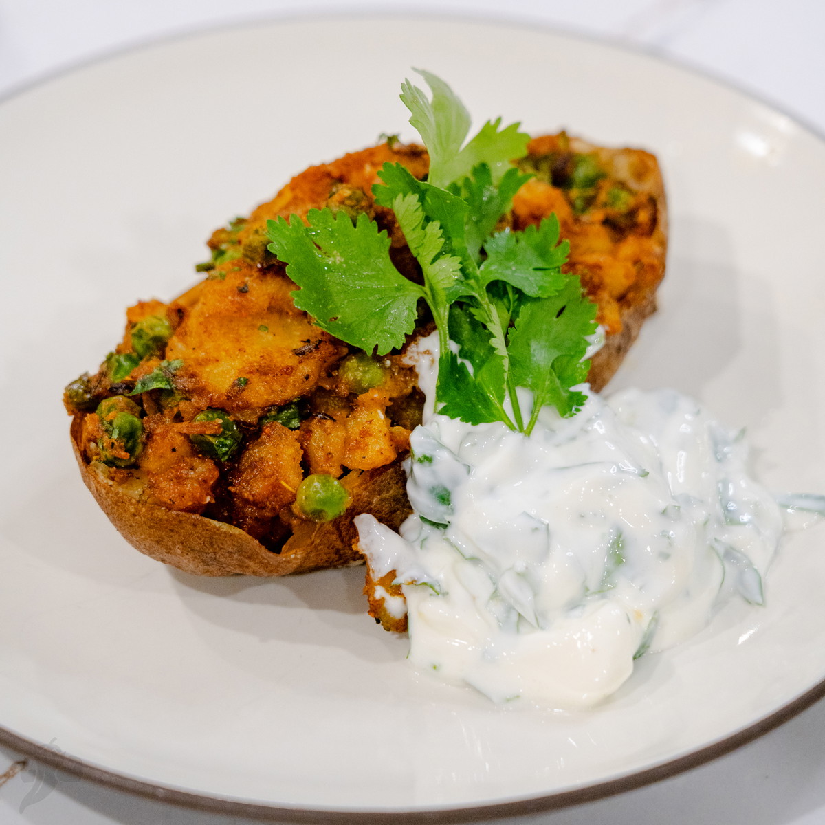 Twice Baked Samosa Stuffed Potato