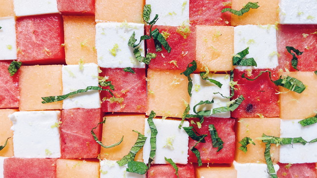 melon and feta cubes