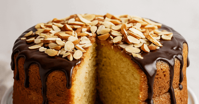 Image of Almond Cake Recipe with Dark Chocolate Drizzle