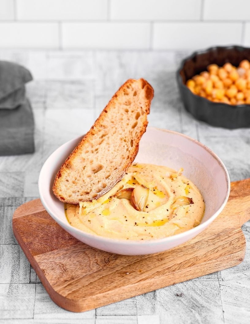 Creamy Garlic Hummus - Once Upon A Homestead Recipes