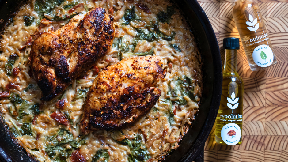 Image of Chicken and Orzo with Tuscan Herb Olive Oil and Oregano Balsamic