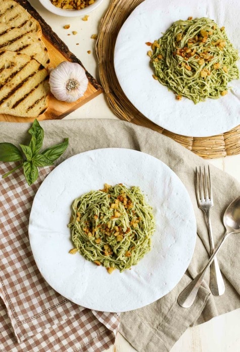 Pecan Pesto with Garlicky Breadcrumbs