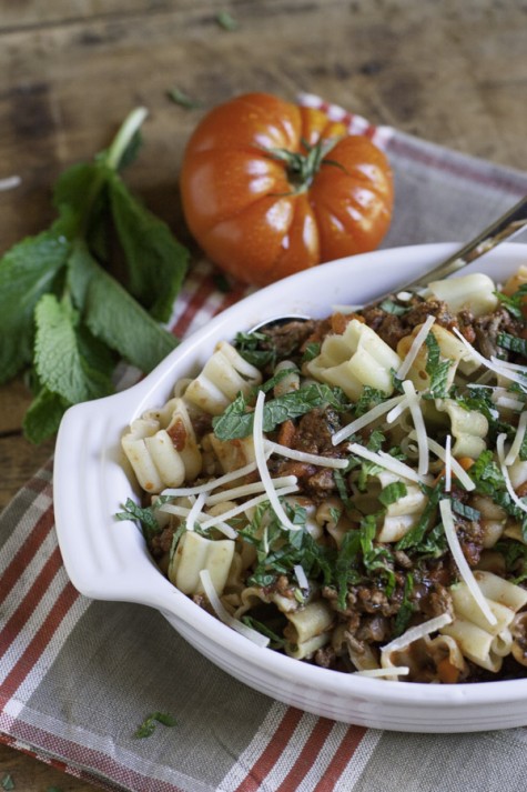 Healthier Beef Ragu with Mint | WorldofPastabilities.com
