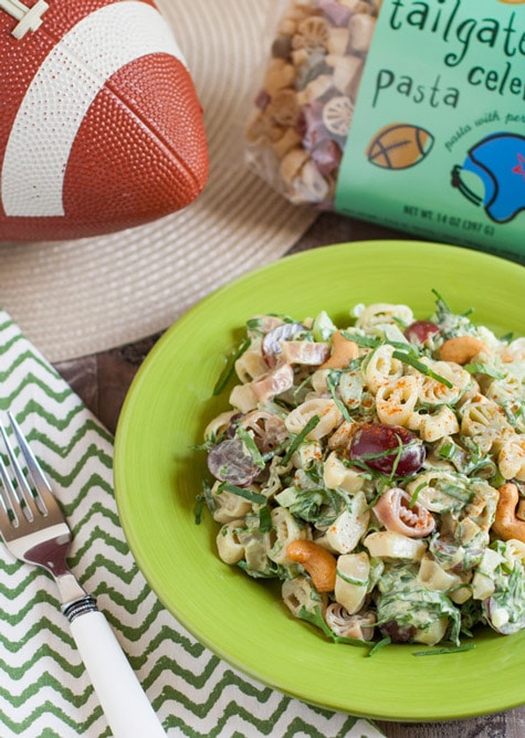 Florentine Pasta Salad with Red Grapes and Cashews