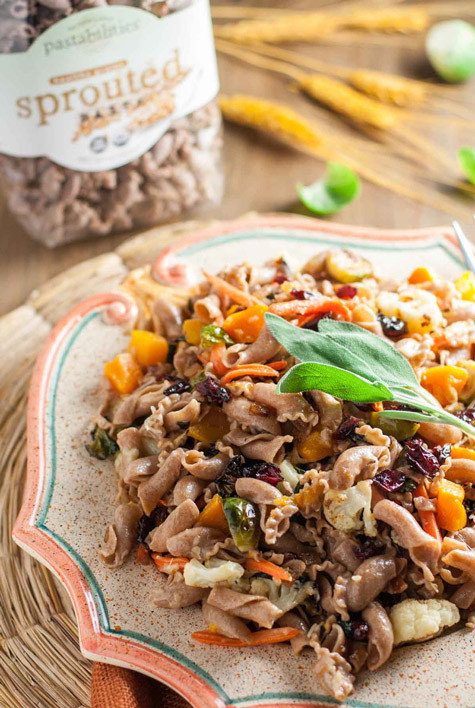 Roasted Vegetables with Sprouted Grains Pasta | WorldofPastabilities.com |Roasted Vegetables taste so delicous with our Lemon Brown Butter Sauce and Sprouted Grains Pasta!