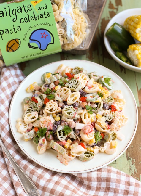 Hail Mary Tailgate Pasta Salad | Simple Pasta Salad using ingredients from your fridge and pantry! Delicious and easy for any tailgate party! Yum! | WorldofPastabilities.com