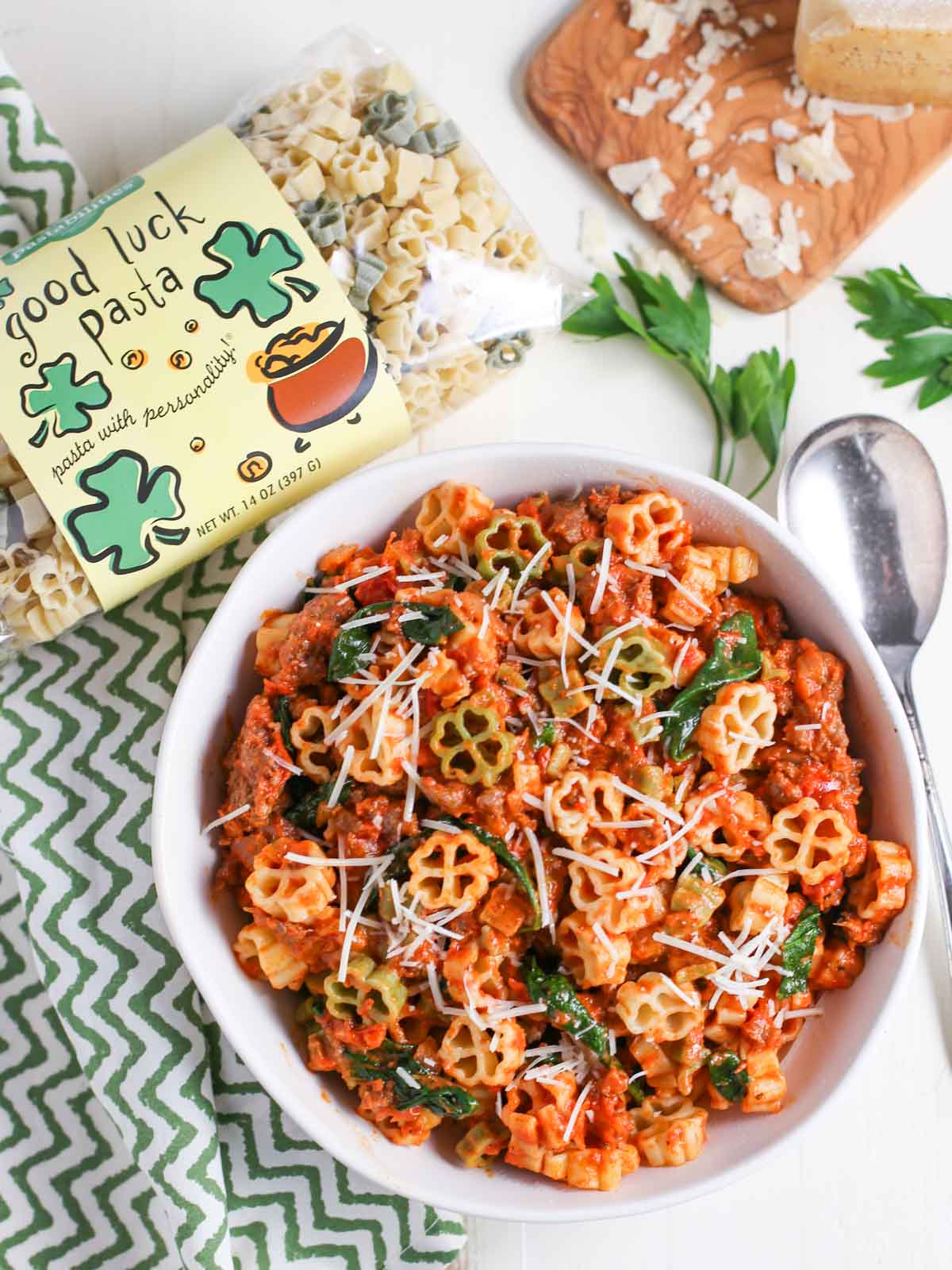 Pasta with Spicy Sausage and Tomato Cream Sauce