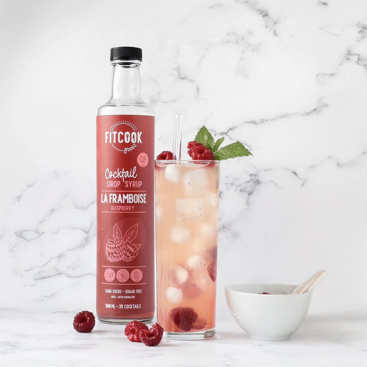 Thé glacé à la framboise et caméline