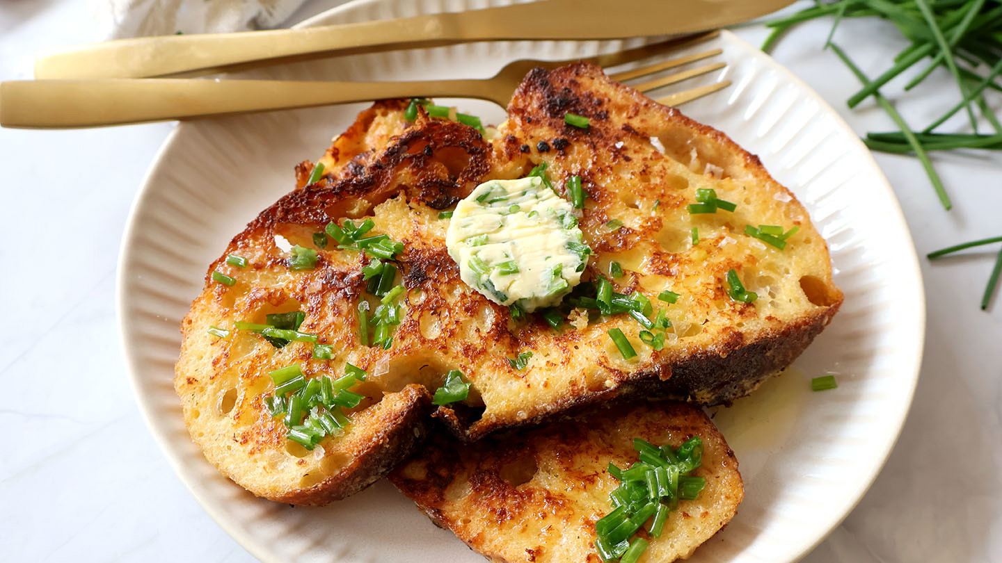 Image of Savoury Sourdough French Toast with Chive Butter