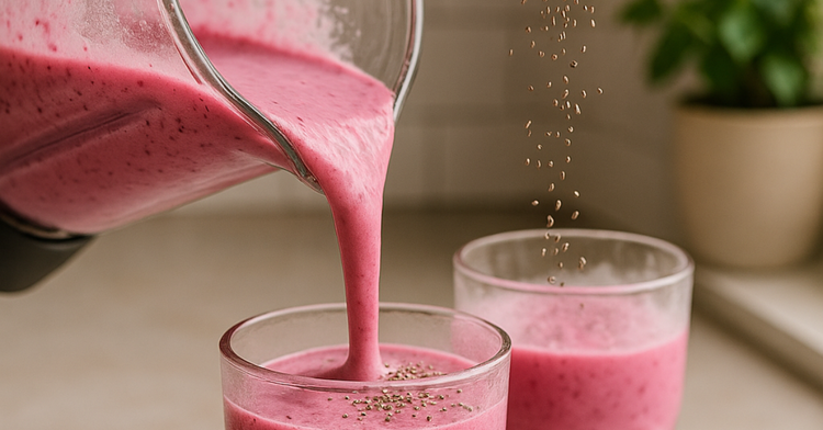 Image of 5️⃣ Sers aussitôtVerse dans les verres givrés, saupoudre (option) de graines de chia. Savoure sans attendre : la couleur perd vite son éclat !