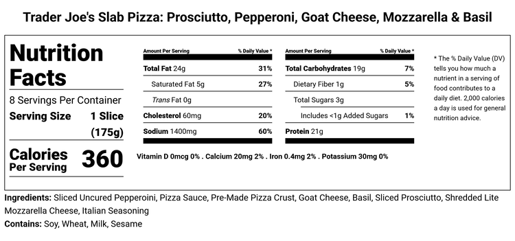 Image of Nutrition Info: