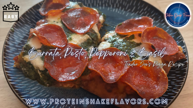 Image of Trader Joe's Pizza Recipe: Burrata, Pesto, Pepperoni & Basil