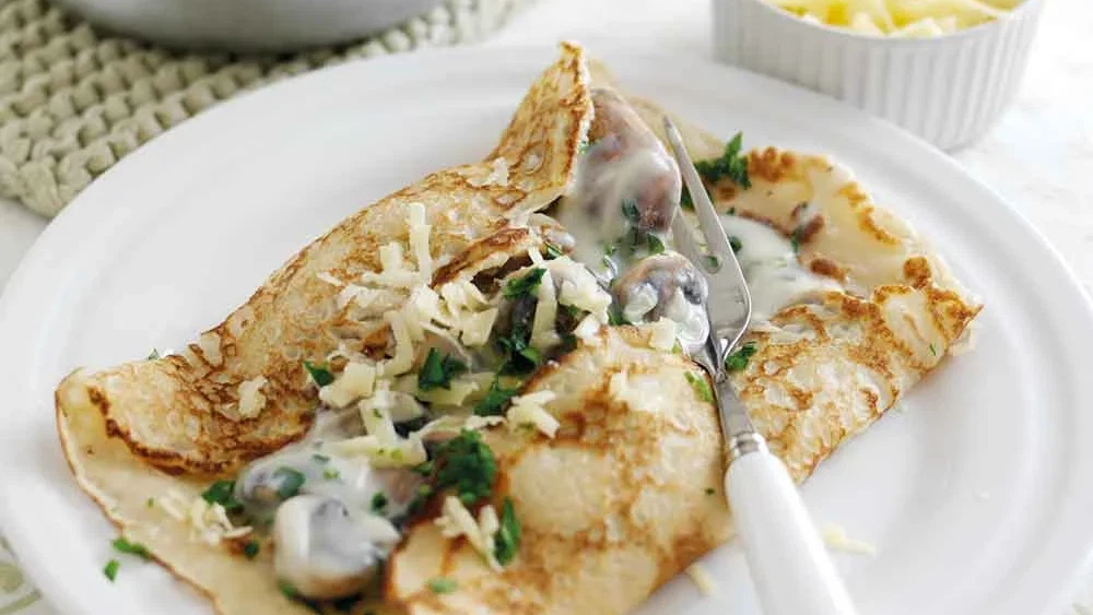 Mushroom Pancake,Chicken, Broccoli & Cheese Pancake Bake,Cr�pes with Brandy Marmalade Sauce