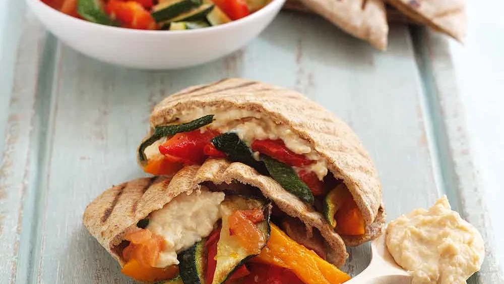 Mediterranean Pitta with Houmous,Asian Steak & Cashew Stir-Fry,Chicken Stuffed with Tarragon & Cheese,Fish Finger Tacos,Oaty Cheese & Chive-Crusted Smoked Haddock with Asparagus